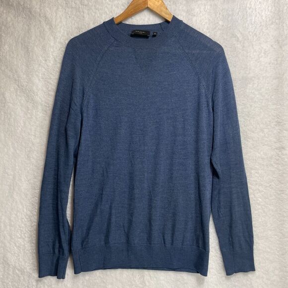 Paul Smith Sweater Medium Blue Merino Wool Silk Cashmere Blend Made in Italy - Picture 1 of 10